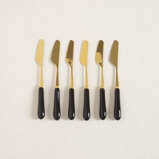 [411259] SET X 6 CUCHILLOS DE ACERO DORADO MANGO DE CERAMIC