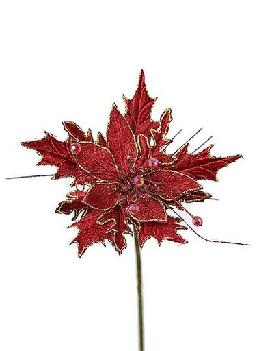 [277019] POINSETTIA STEM 51 CM. RED GOLD