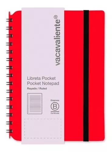 [196200] LIBRETA SIMPLE POCKET RAYADA ROJA 80 HOJAS RAYADO 80 G 10 X 15 CM