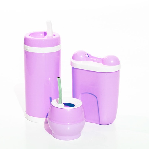 [31571] KIT VIAJERO MATE + YERBERA + AZUCARERA LAVANDA PASTEL