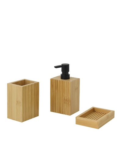 [141962] DISPENSER DE JABON (8,5x6,5x17,5 cm), JABONERA (12x8x2,5 cm) Y PORTA CEPILLO DE DIENTE (8,5x6,5x12 cm) BA1040