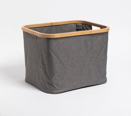 [1650883] CESTO ORGANIZADOR GRIS BAMBOO 37X28X29CM