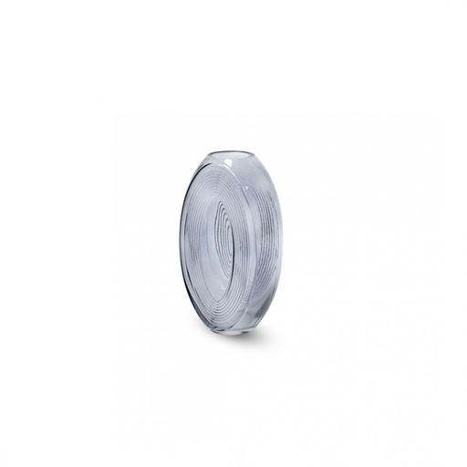 [256637] FLORERO VIDRIO GRIS OVAL CON LINEAS ALTO