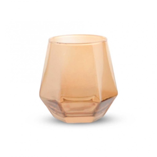 [2561221] SET X6 VASOS HEXÁGONALES DORADOS 7X9CM 240ML DE VIDRIO