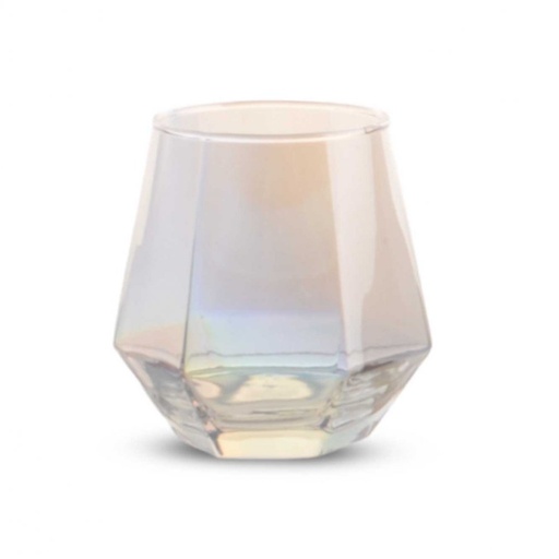 [2561222] SET X6 VASOS HEXÁGONALES PERLADOS 7X9CM 240ML DE VIDRIO