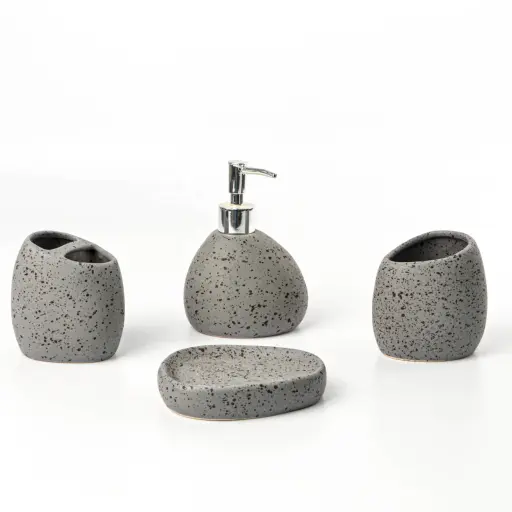 [2561052] JUEGO BAÑO 4PCS GRIS. PIEDRA