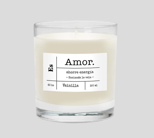 [122293] VELA AMOR AROMA VAINILLA ENVASE VIDRIO 8,5 X 7,5 CM / 320 ML