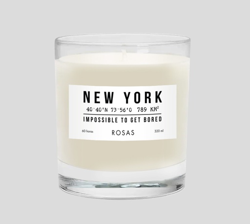 [122298] VELA GPS NEW YORK AROMA ROSAS ENVASE VIDRIO 8,5 X 7,5 CM / 320 ML