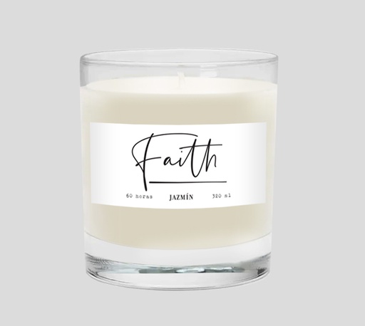 [122292] VELA FAITH AROMA JAZMIN ENVASE VIDRIO 8,5 X 7,5 CM / 320 ML - VETEN320 - Blanco