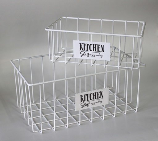 [122254] SET X 2 CANASTOS RECTANGULARES KITCHEN STUFF BLANCO 34 X 19.5 X 15 / 26 X 15 X 10 CM  