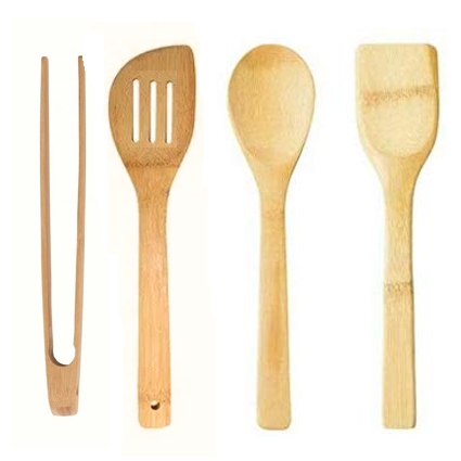 [140375] SET * 4 UTENSILIOS DE BAMBU 30 CM