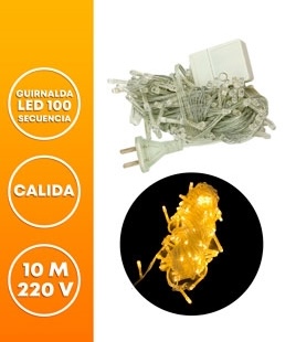 [42057] GUIRNALDA LED 100 LUCES CALIDA 10 M 8 SECUENCIAS 220V